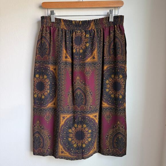Jones New York 100% Silk Skirt Multicolor Medallion Print Size 10 - Picture 2 of 5